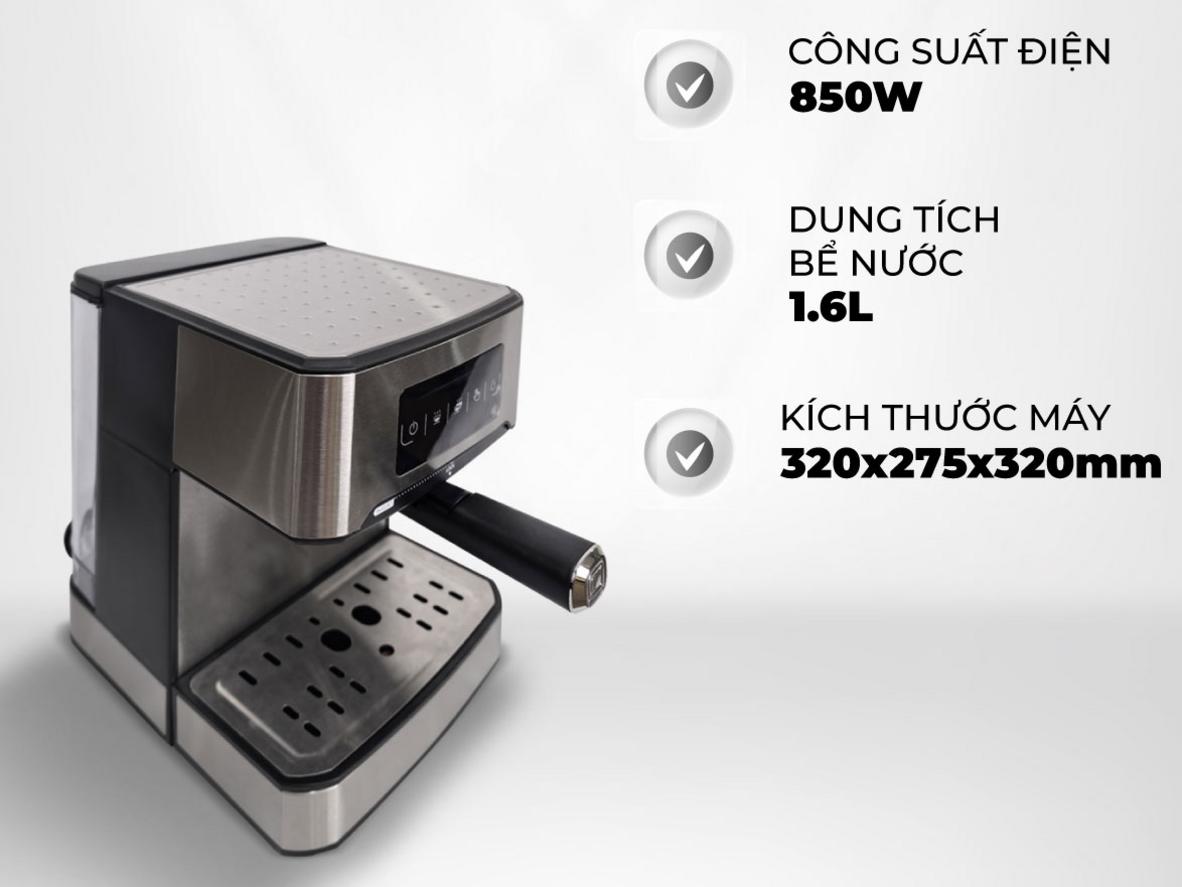 Thiết kế gọn, thao tác dễ, phù hợp pha espresso tại gia đình hoặc văn phòng nhỏ.