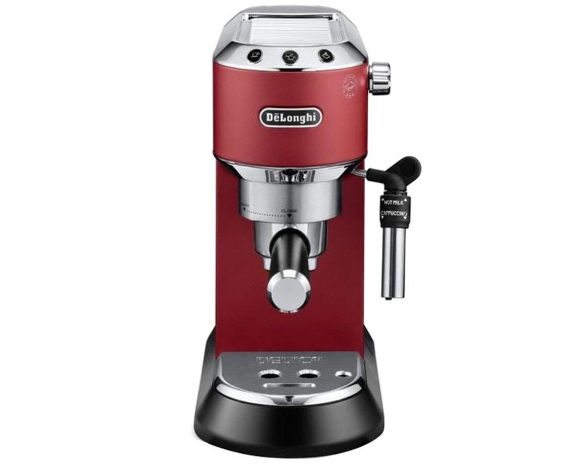Delonghi EC685.R nổi bật với thiết kế đỏ siêu mỏng và khả năng pha espresso, cappuccino tại nhà.