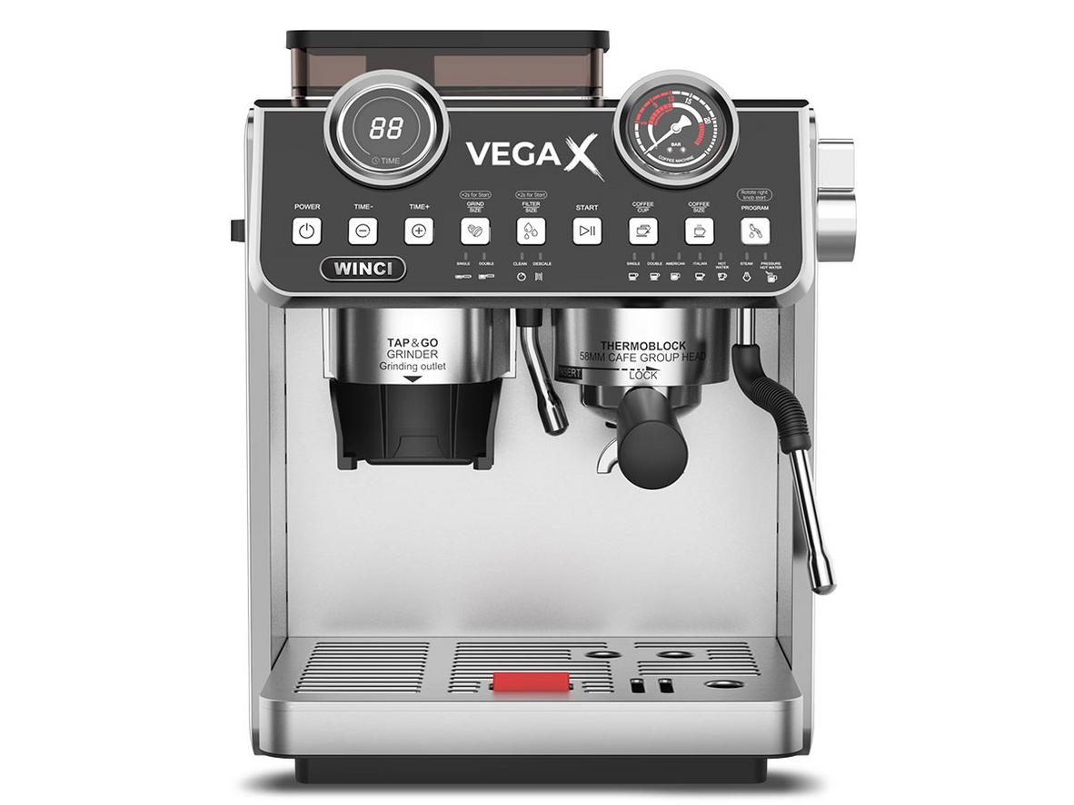 Máy pha cà phê Espresso Winci Vega-X thiết kế bán tự động, phù hợp pha cà phê tại nhà và văn phòng nhỏ.