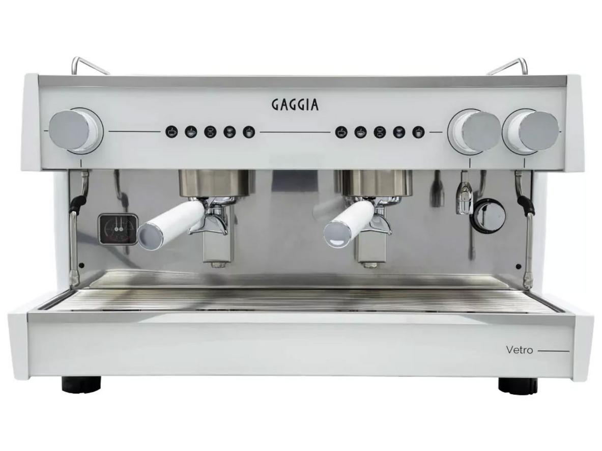 Máy pha cà phê Gaggia Vetro 2 Group với thiết kế kính cường lực sang trọng và cấu hình 2 group pha.