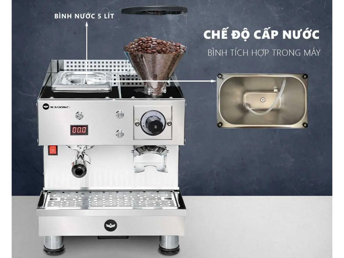 Thiết kế all-in-one giúp máy pha cà phê Lamvita Mio I tiết kiệm diện tích và thao tác.