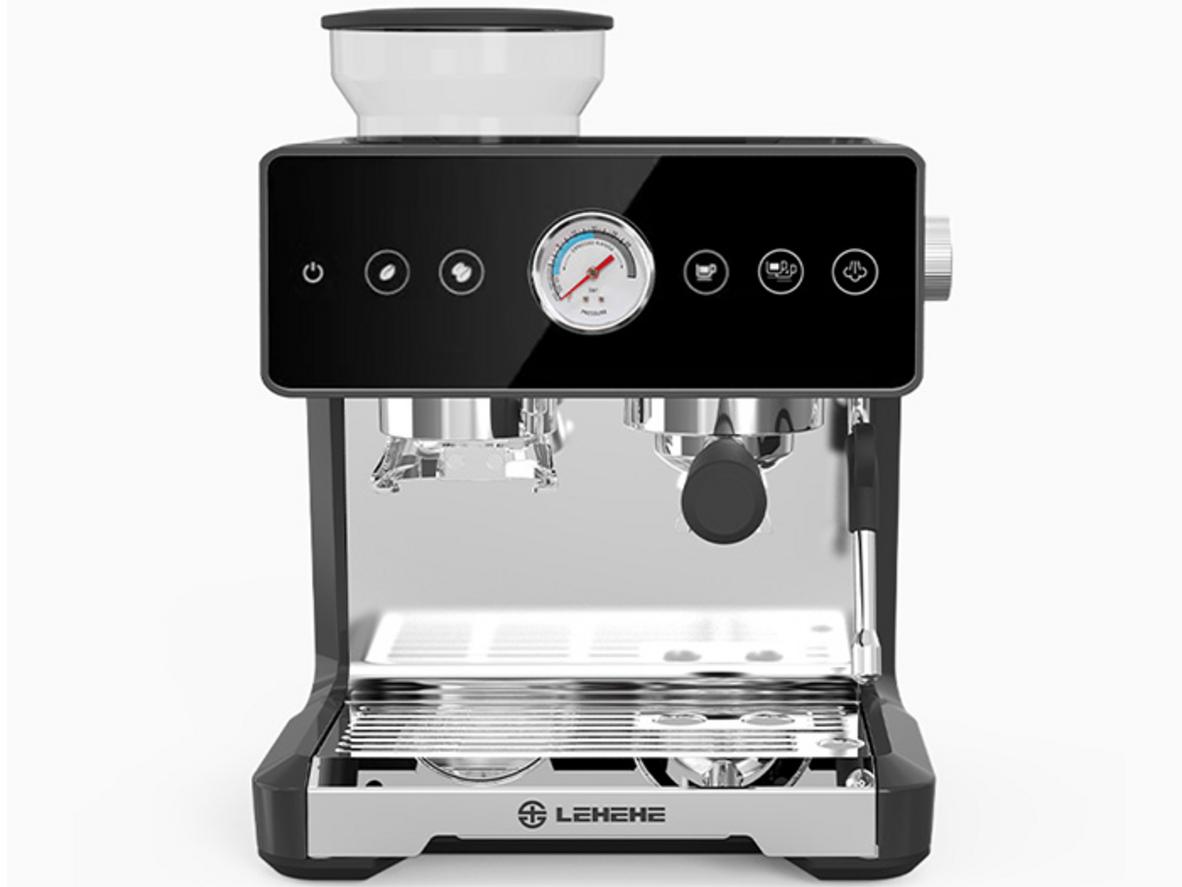 Máy pha cà phê Lehehe 7100 2 trong 1 gọn quầy, phù hợp quán nhỏ và văn phòng.