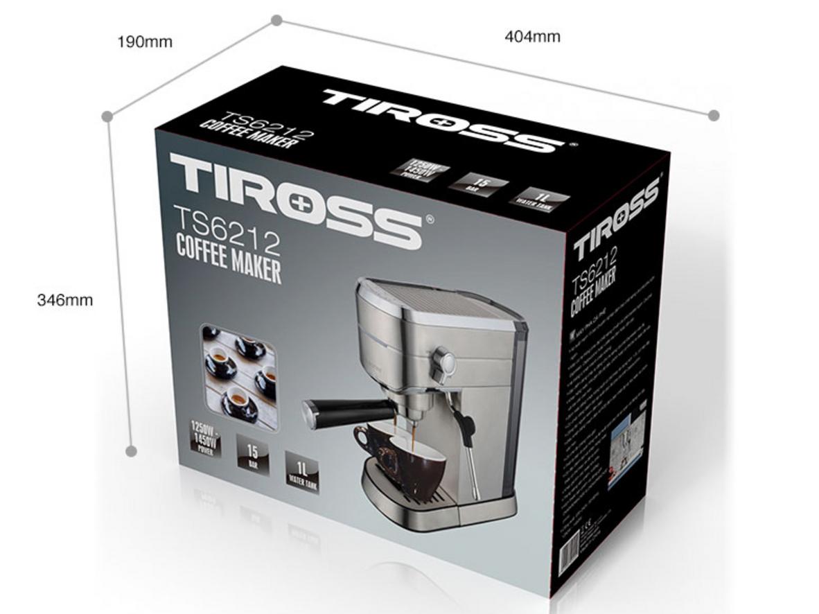 Tiross TS6212 hỗ trợ espresso đậm vị và đồ uống sữa tiện lợi.