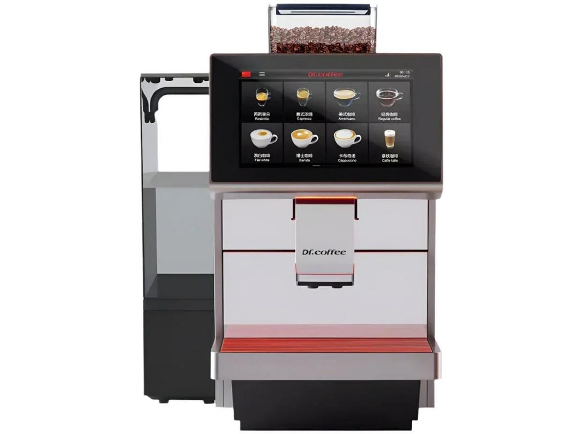 Máy pha cà phê tự động Dr.Coffee M12 Big Plus cho văn phòng lớn và khu vực phục vụ liên tục.