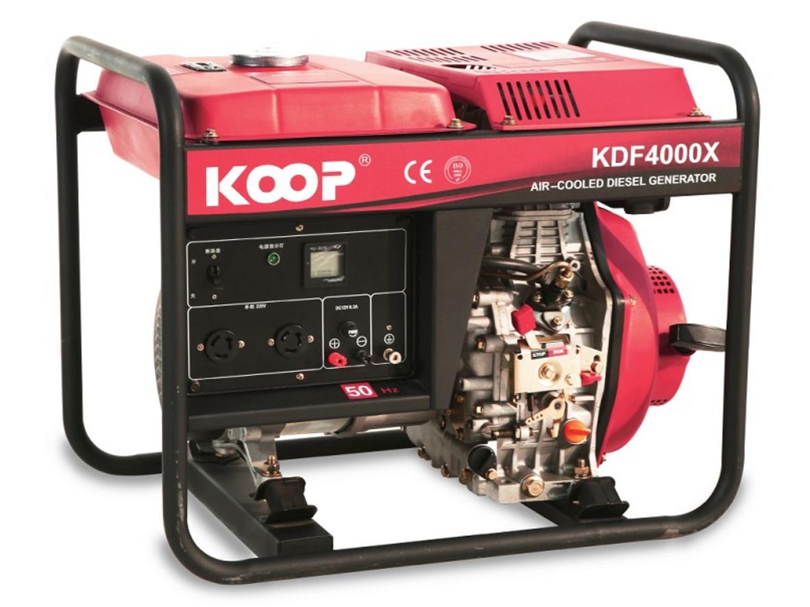 Máy phát điện chạy dầu 3KW Koop KDF4000X cho nhu cầu dự phòng điện gia đình và cửa hàng nhỏ.