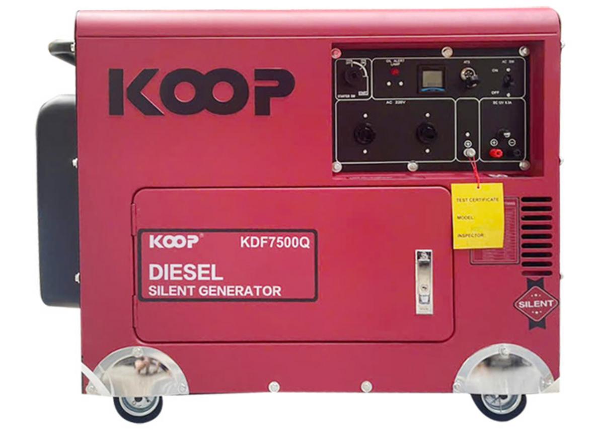 Máy phát điện chạy dầu 5Kw Koop KDF7500Q phù hợp điện dự phòng cho gia đình và cửa hàng nhỏ.