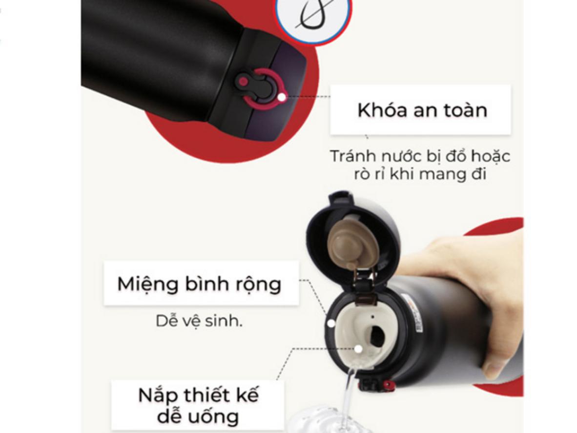 Nút bấm một chạm và khóa an toàn của Thermos JNL-502