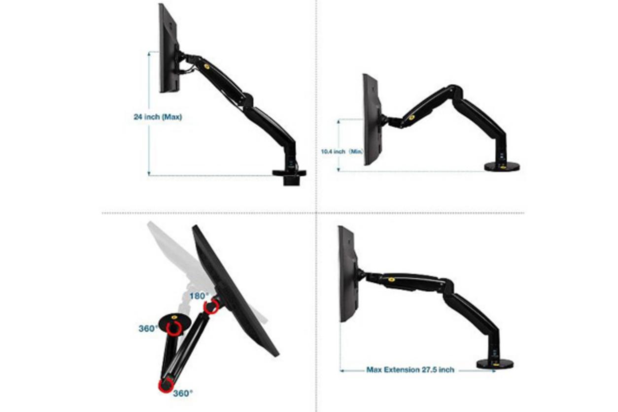 F100A tối ưu cho màn hình lớn, xoay linh hoạt và giữ bàn gọn hơn.