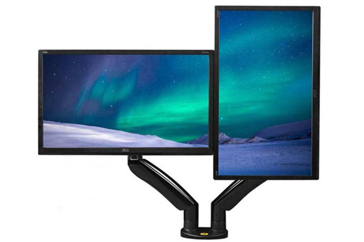 North Bayou F195A hỗ trợ 2 màn hình 22–32 inch, chỉnh góc linh hoạt, tiết kiệm diện tích bàn.
