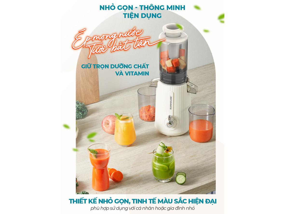 Ống tiếp nguyên liệu lớn 10.3cm giúp tiết kiệm thời gian sơ chế