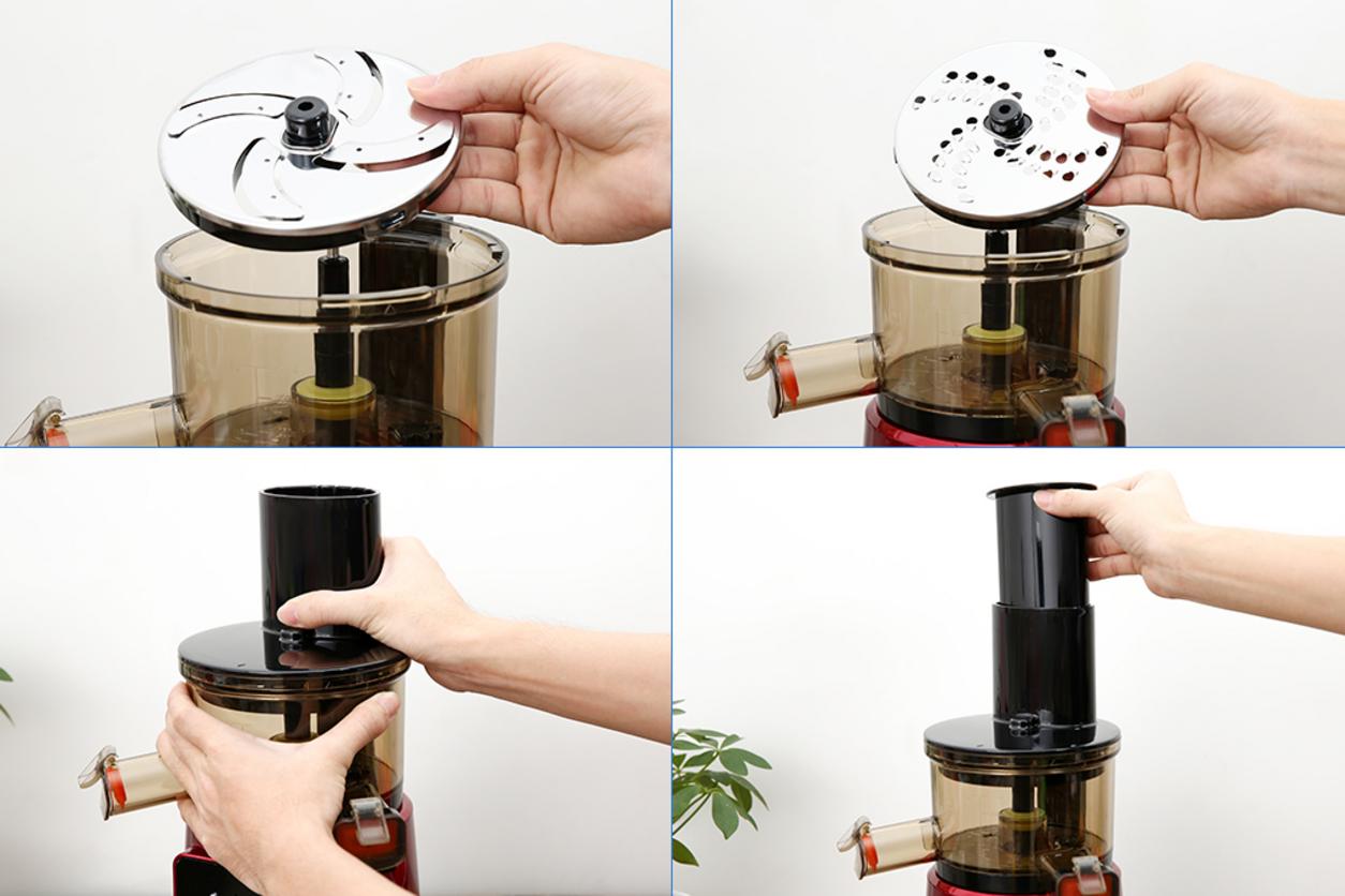 Ống tiếp nguyên liệu lớn 7,8cm giúp thao tác nhanh hơn
