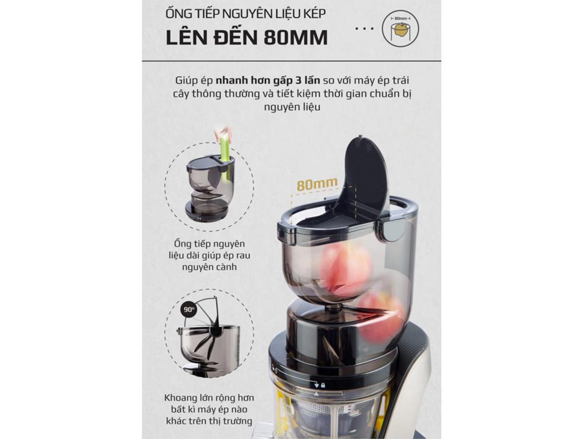 Ống tiếp nguyên liệu 80mm và khoang ép 600ml