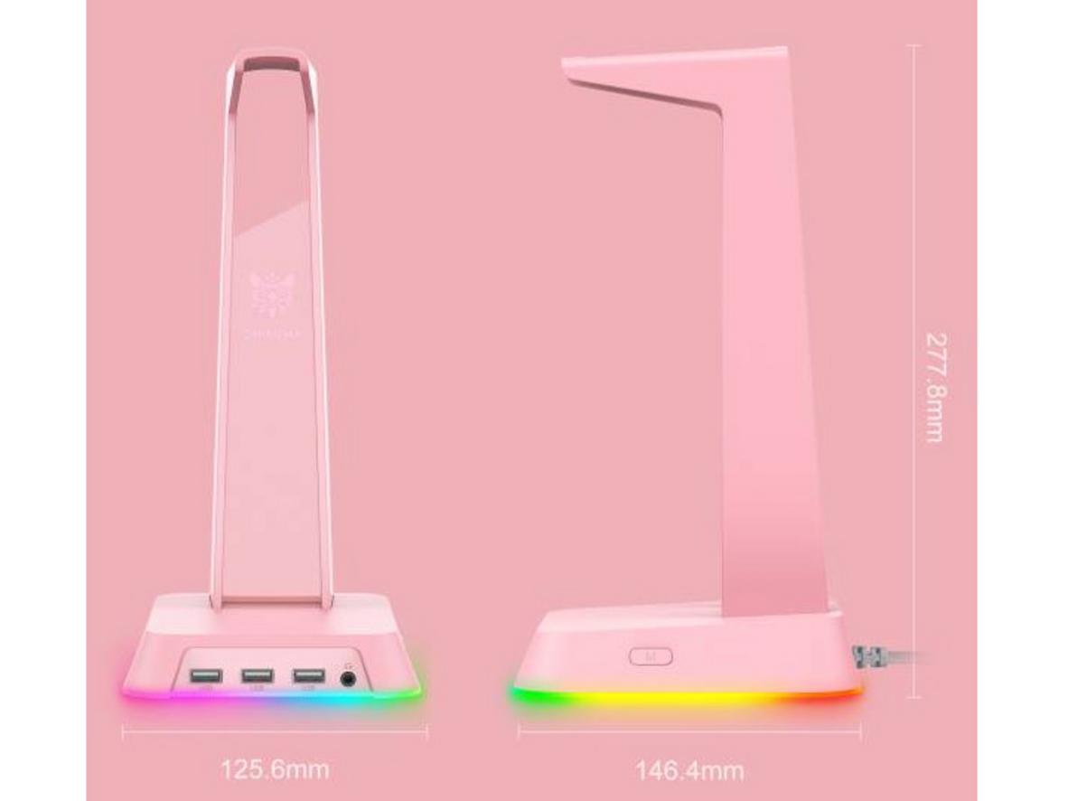 Onikuma ST2 tích hợp RGB và hub kết nối ngay trên giá đỡ tai nghe.