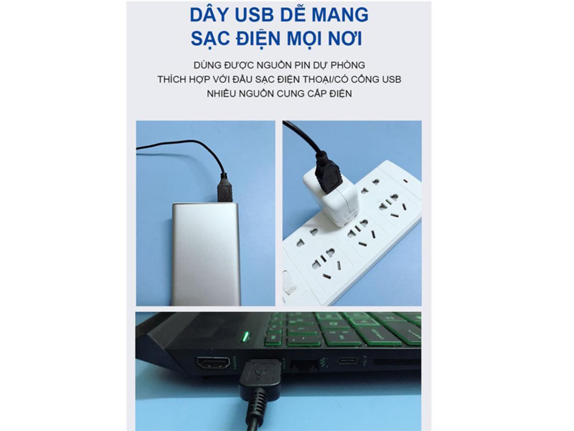 Đèn LED 10 bóng hỗ trợ chiếu sáng khi mất điện hoặc ban đêm.