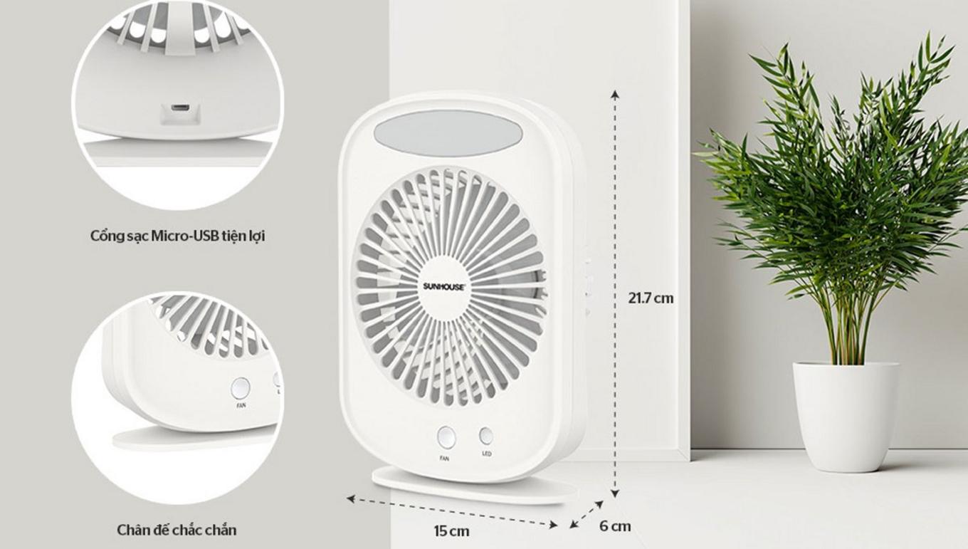 Pin Lithium 1.800 mAh cho thời gian dùng linh hoạt theo từng mức gió.