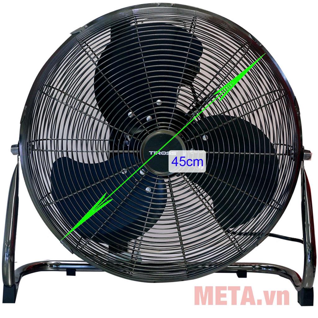 Kết cấu kim loại và sải cánh lớn giúp Tiross TS954 tạo gió mạnh, tản rộng.