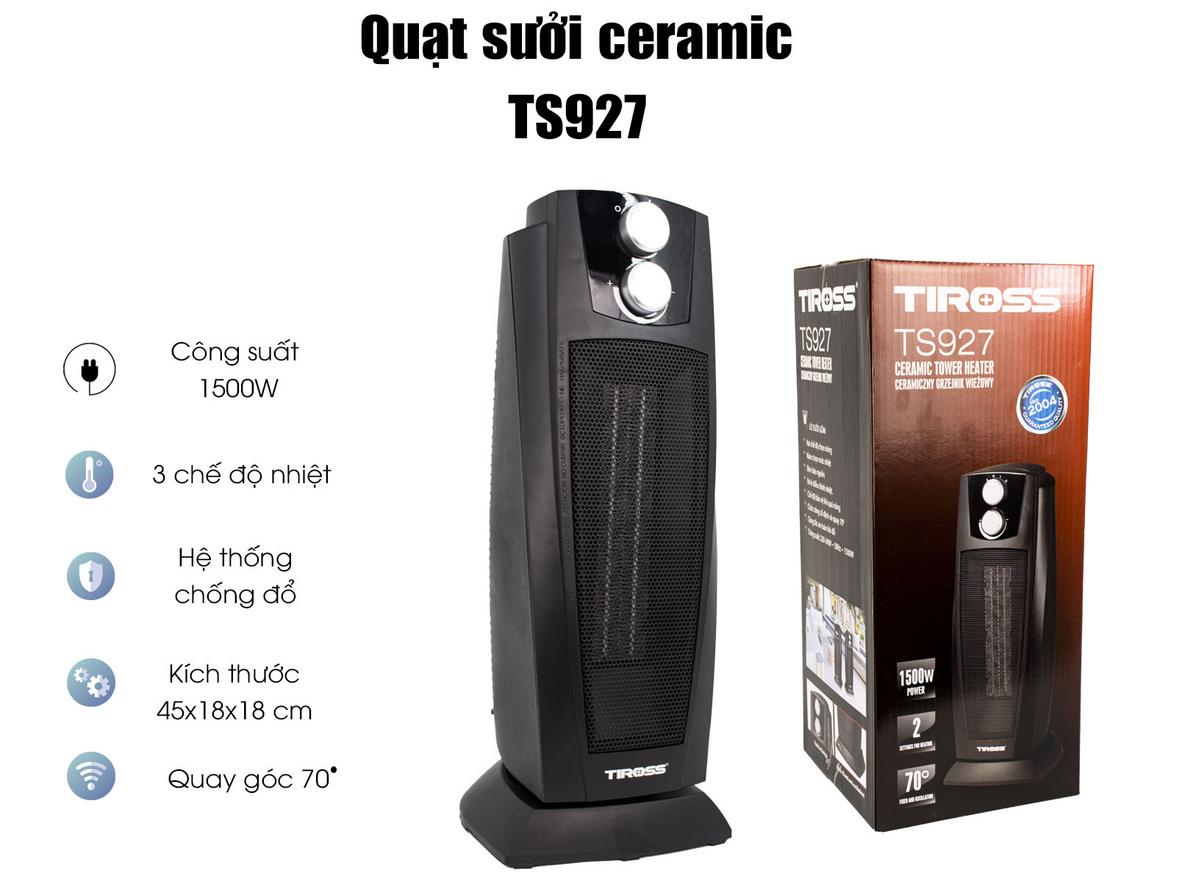 Tiross TS927 sưởi ấm nhanh, dùng linh hoạt quanh năm trong phòng nhỏ đến vừa.