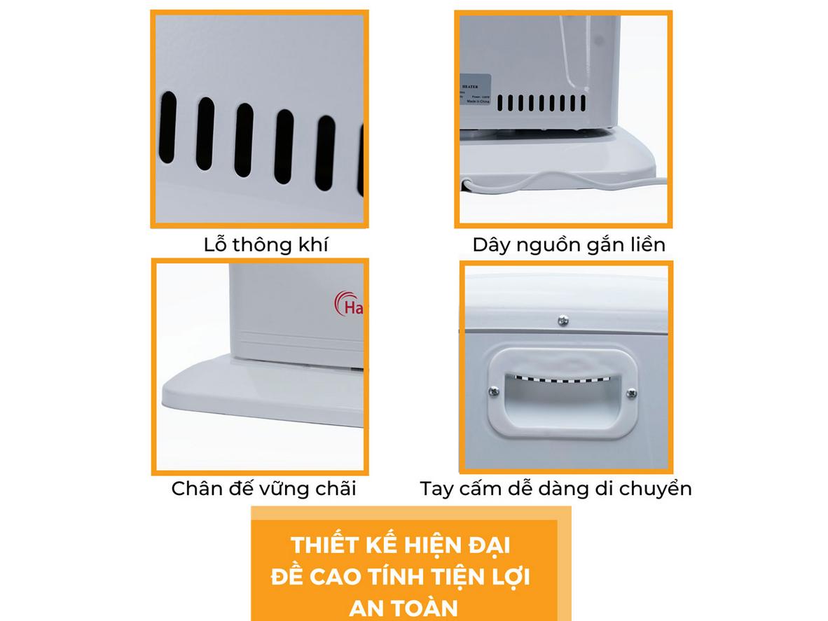 Quạt sưởi điện Hare HR-HT1200A nhỏ gọn, dễ đặt trong phòng ngủ hoặc phòng làm việc.