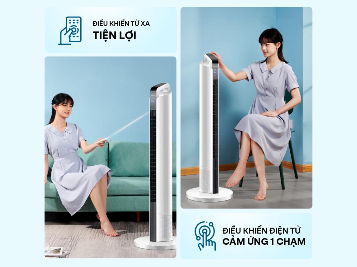 Góc quay 90 độ giúp gió tỏa đều hơn trong không gian sử dụng.