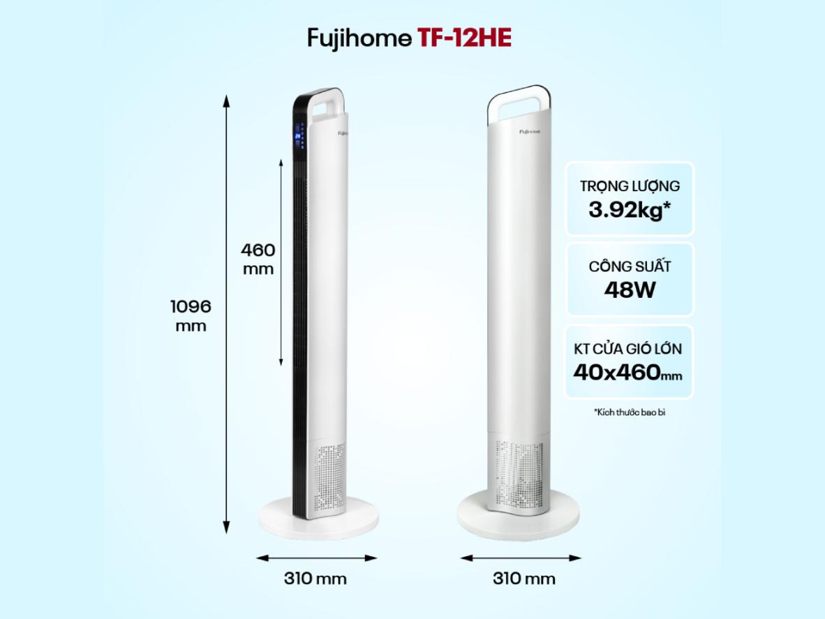 Thiết kế không cánh giúp TF-12HE an toàn hơn cho gia đình có trẻ nhỏ.