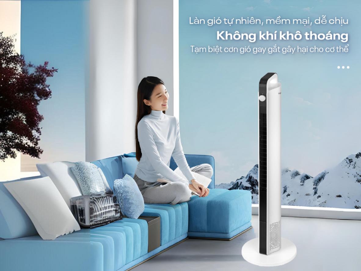 Góc quay 90 độ giúp gió phủ rộng hơn.