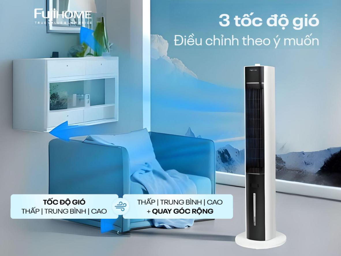 Công suất 43W hỗ trợ làm mát nhẹ nhàng, dùng lâu vẫn dễ kiểm soát điện năng.