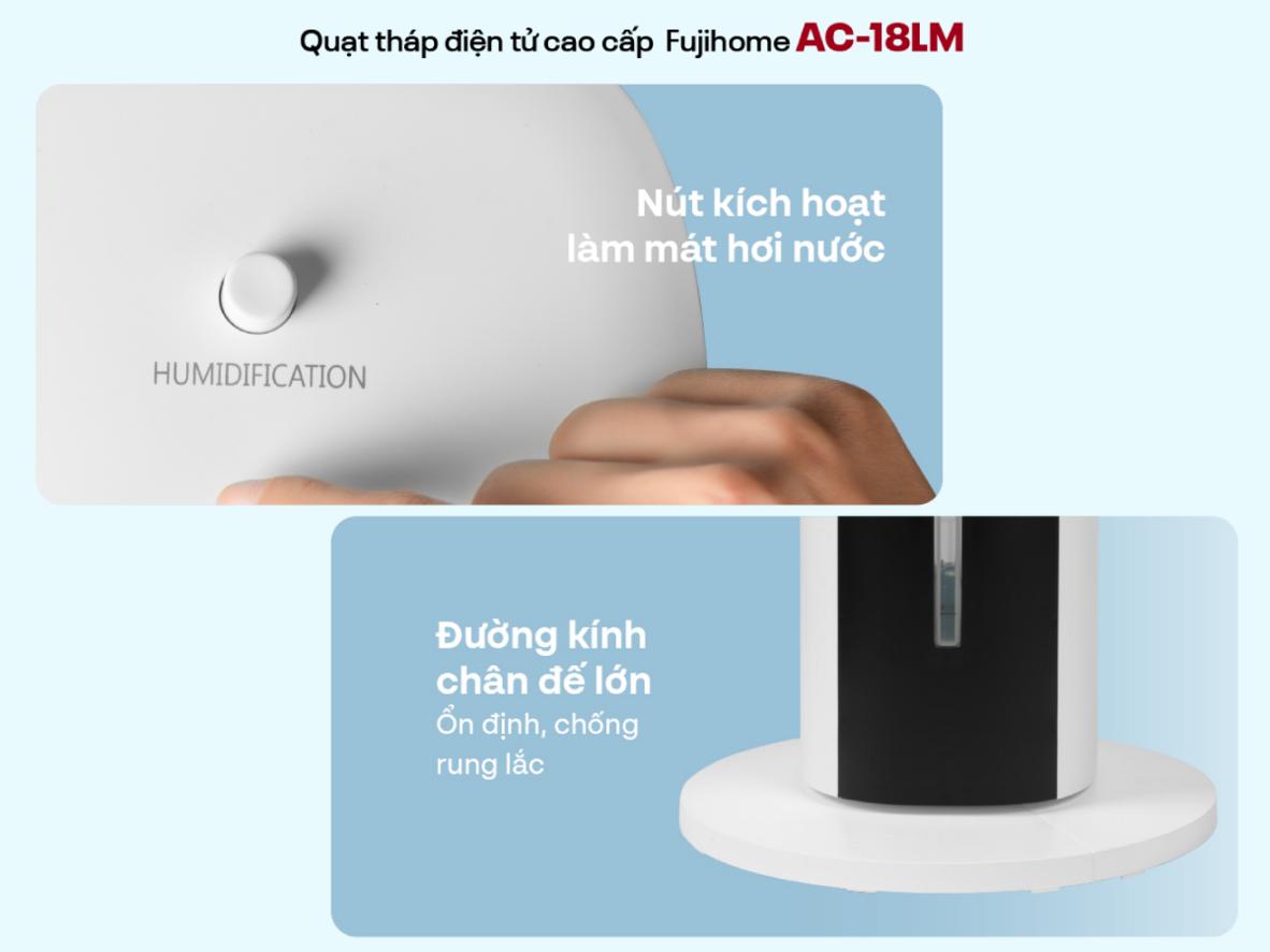 Nhựa ABS và thiết kế tháp không cánh giúp quạt bền, gọn và đẹp.