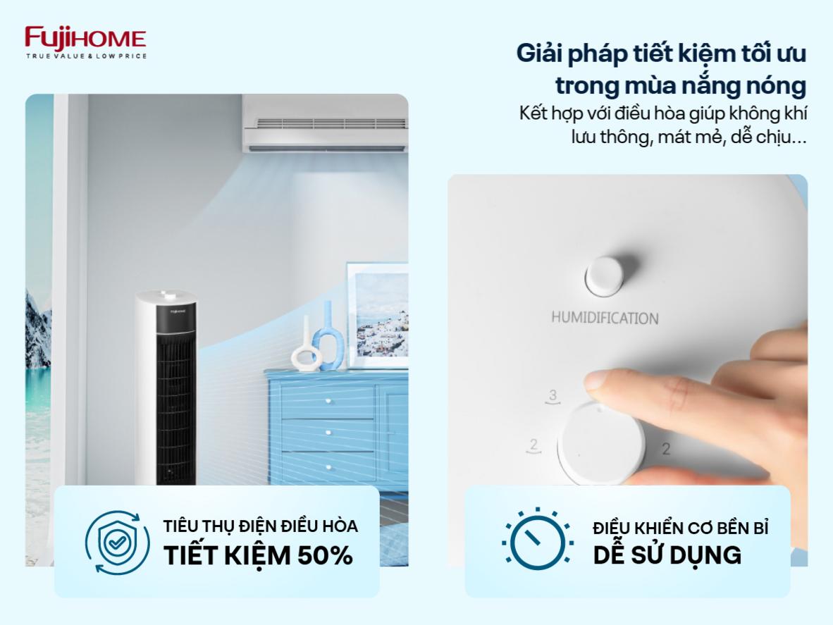 Phù hợp cho phòng ngủ, phòng làm việc và căn hộ cần thiết bị làm mát gọn, êm.