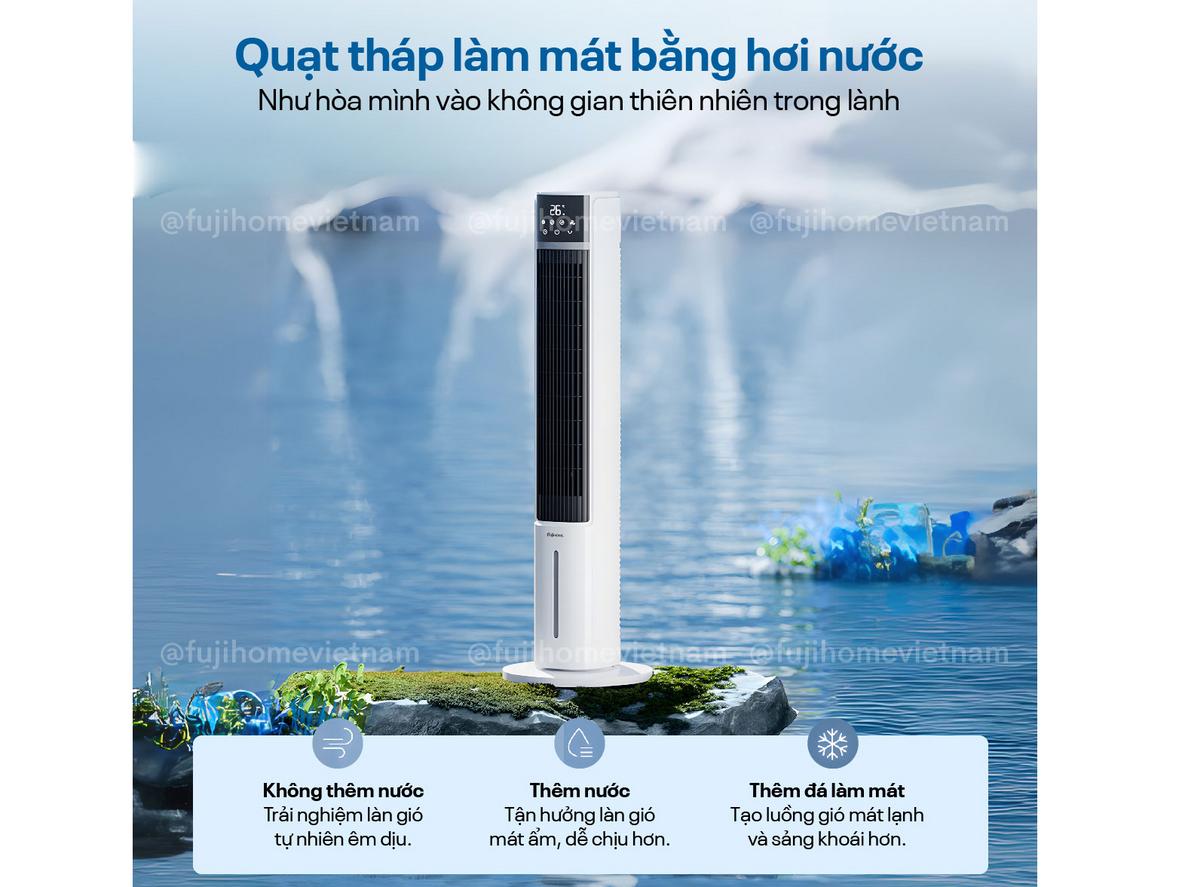 Thiết kế tháp gọn giúp Fujihome AC-DT5E phù hợp không gian sinh hoạt nhỏ.