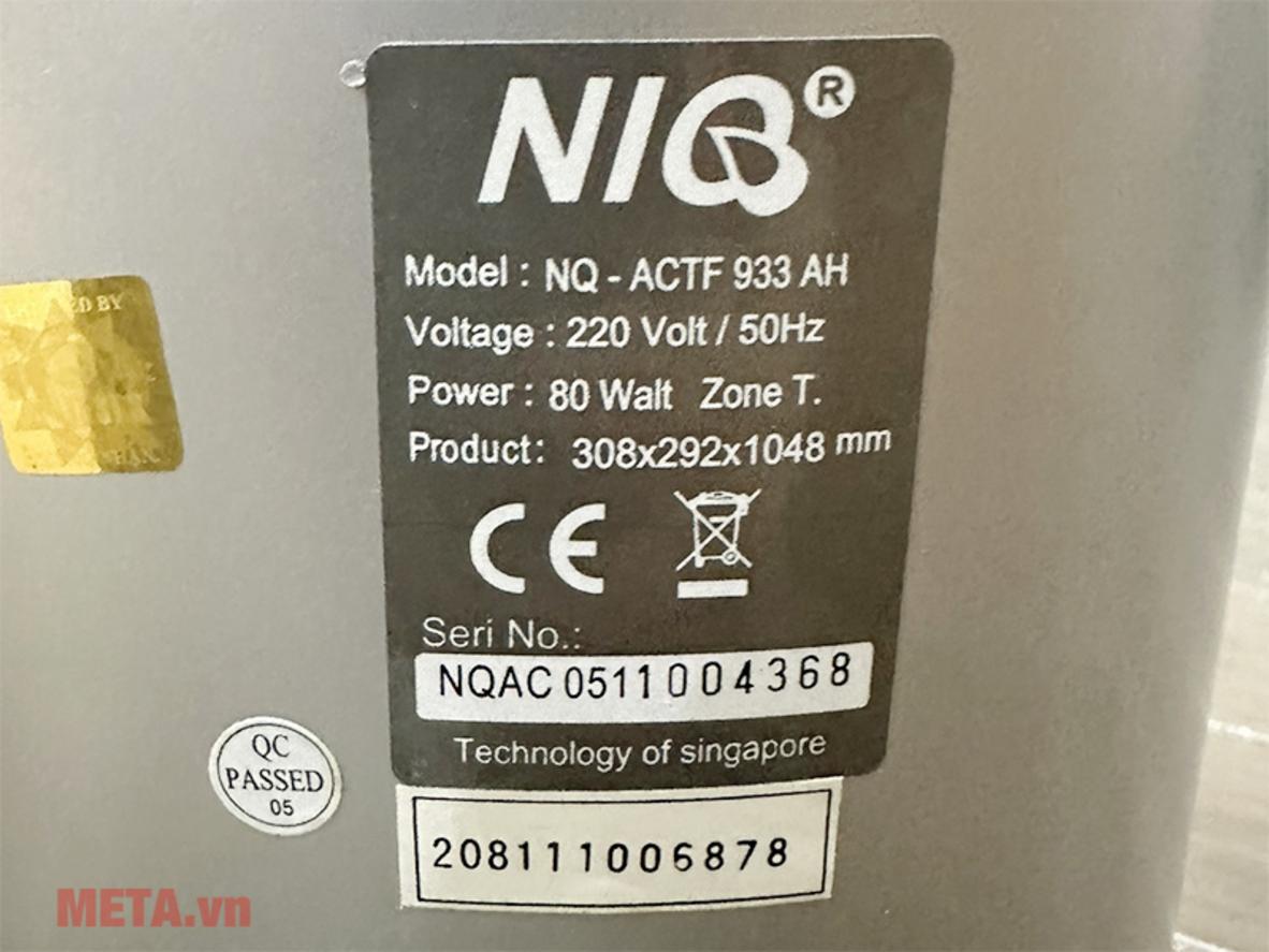 Quạt tháp nước NIQ NQ-ACTF933AH (ACTF933H) sở hữu thiết kế gọn đẹp, tiện dụng cho không gian gia đình.