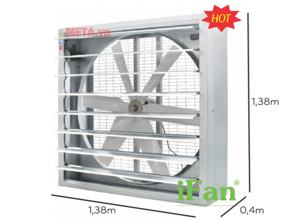 iFan 54A lắp cố định trên vách tường để hút khí nóng, mùi và hơi ẩm ra ngoài.
