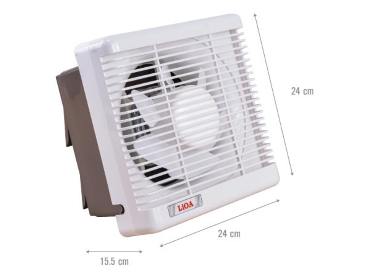 LiOA EVF15B2 lắp gọn trên tường, phù hợp khu vực cần hút khí tù đọng liên tục.