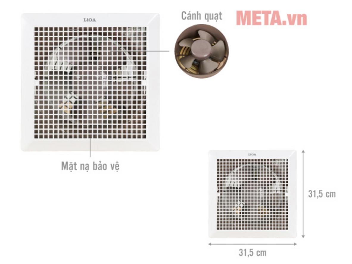 Cấu tạo và thông số nổi bật của quạt thông gió gắn trần Lioa EVF20CUT1.