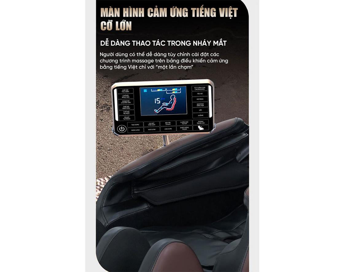 Thanh ray SL dài 140cm giúp massage phủ rộng.