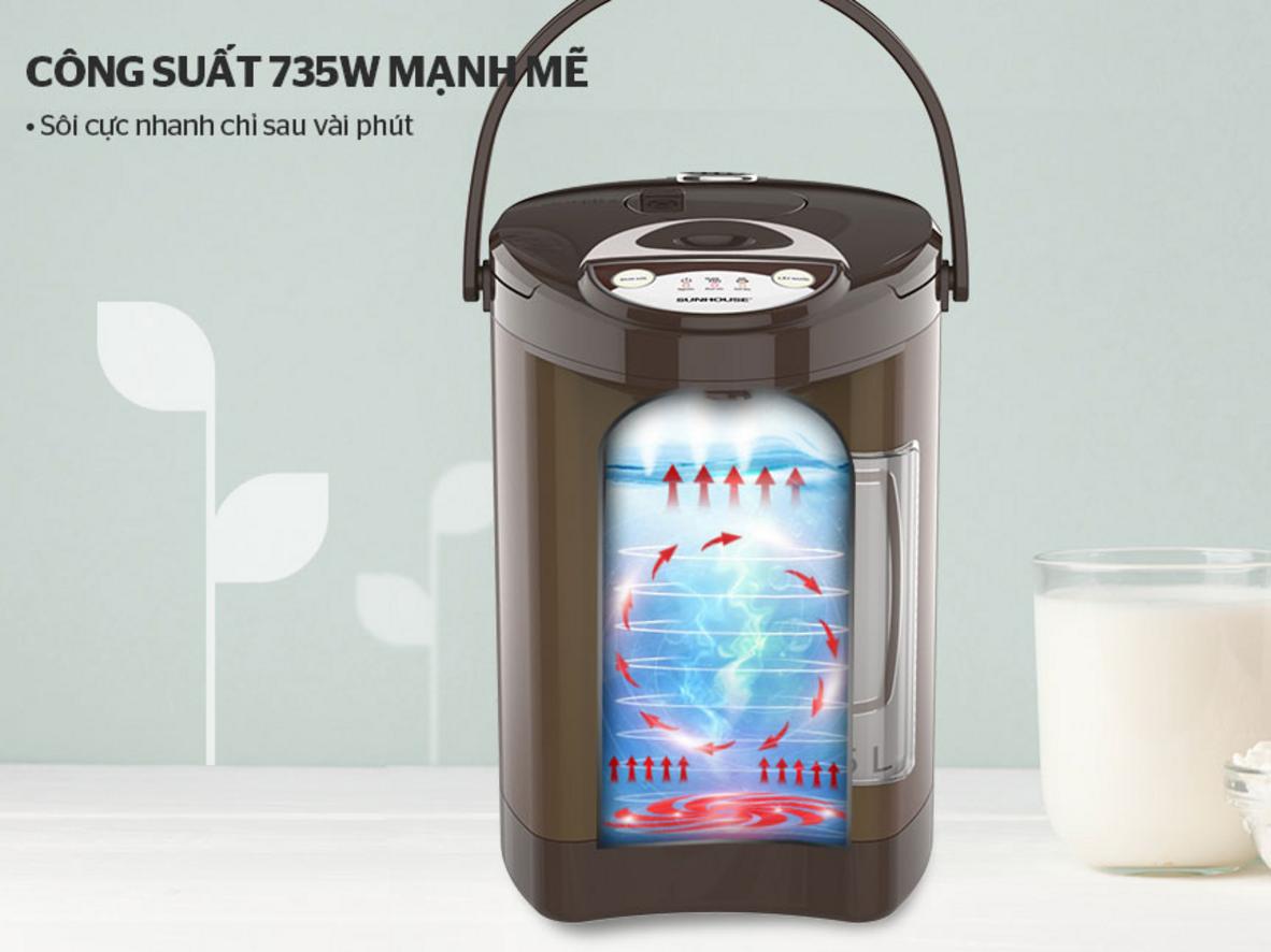 Ruột bình Inox SUS304 hỗ trợ độ bền và vệ sinh tốt hơn.