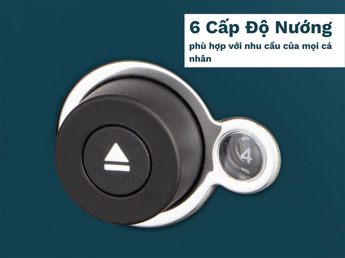 Núm vặn 6 mức giúp dễ kiểm soát độ vàng của bánh.