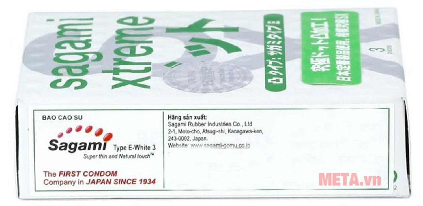 Sagami Xtreme White nổi bật với độ mỏng 0,04mm, gân/gai và không mùi.