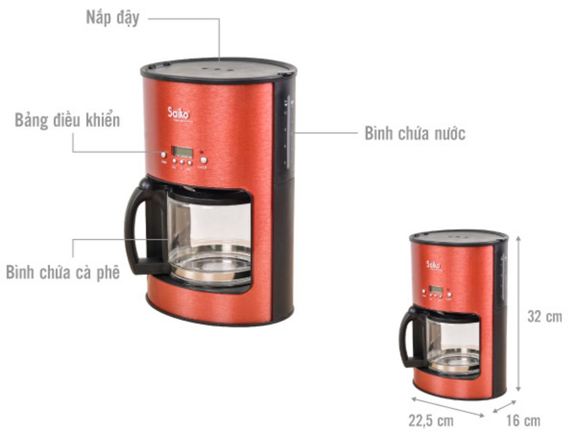 915W và dung tích 1.25 lít giúp Saiko CM-1012E pha nhanh cho nhóm nhỏ.