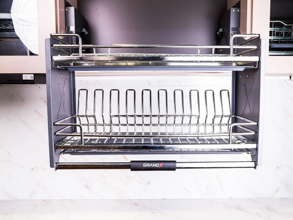 Rổ SUS304 và khung Inox 304 bền trong môi trường bếp ẩm.