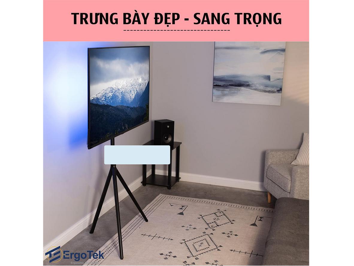 Thép sơn tĩnh điện giúp khung giá treo bền và giữ vẻ ngoài gọn đẹp.