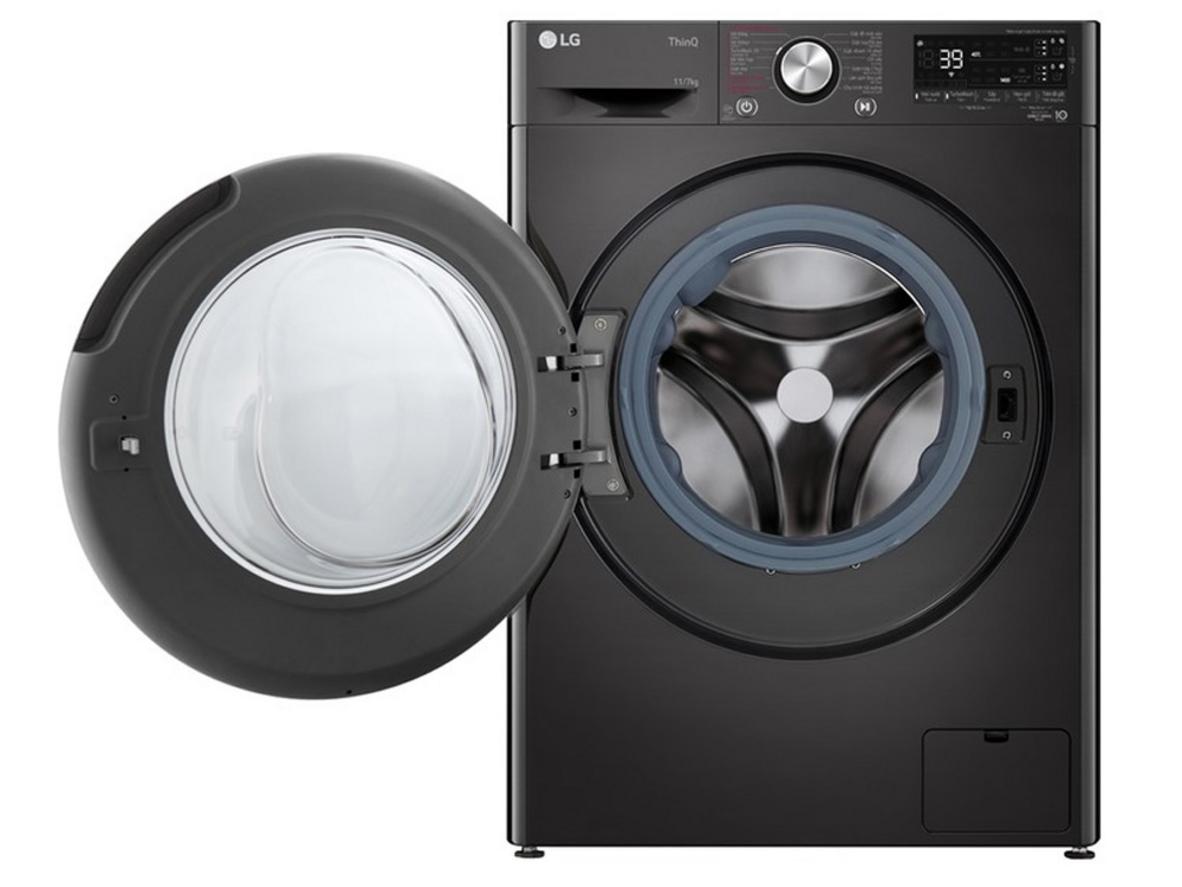 Dung tích giặt 11kg, sấy 7kg phù hợp gia đình 5-8 người và đồ giặt nhiều ngày.