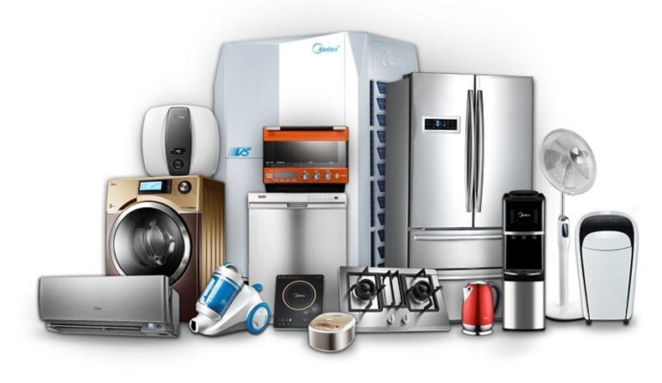 Điện gia dụng bao gồm thiết bị nhà bếp (nồi cơm, bếp từ, lò vi sóng) và sinh hoạt (quạt, máy lọc không khí).