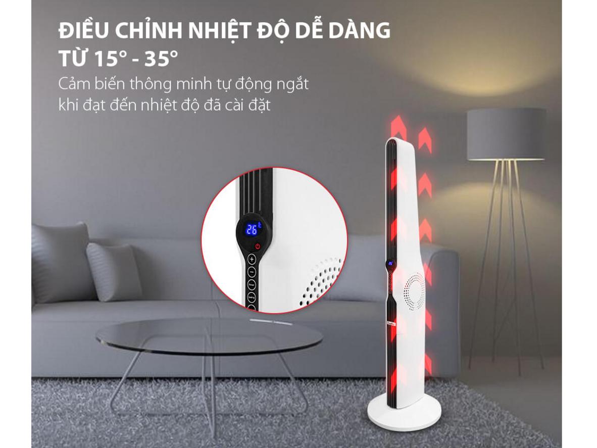 Cơ chế tự ngắt hỗ trợ giảm rủi ro khi máy bị nghiêng hoặc đổ.