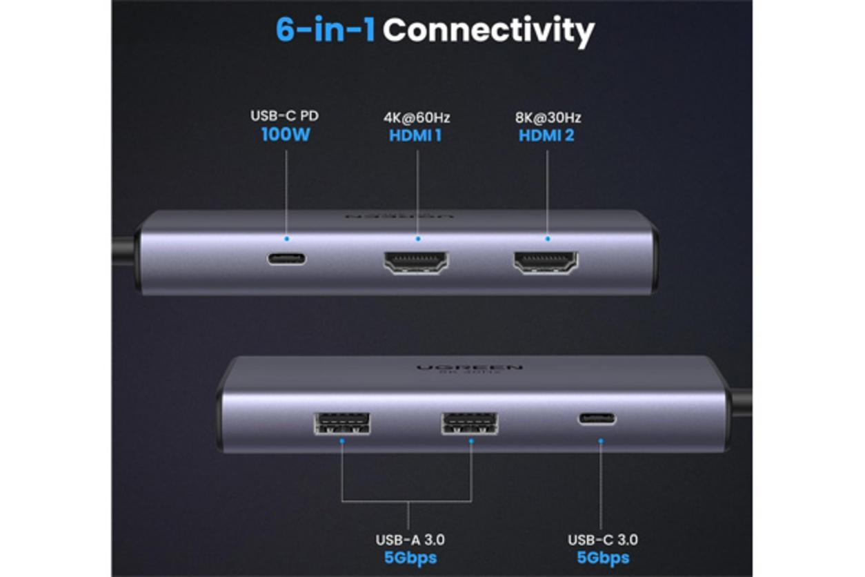 2 cổng HDMI giúp mở rộng màn hình, tối ưu hiệu suất làm việc và trình chiếu.