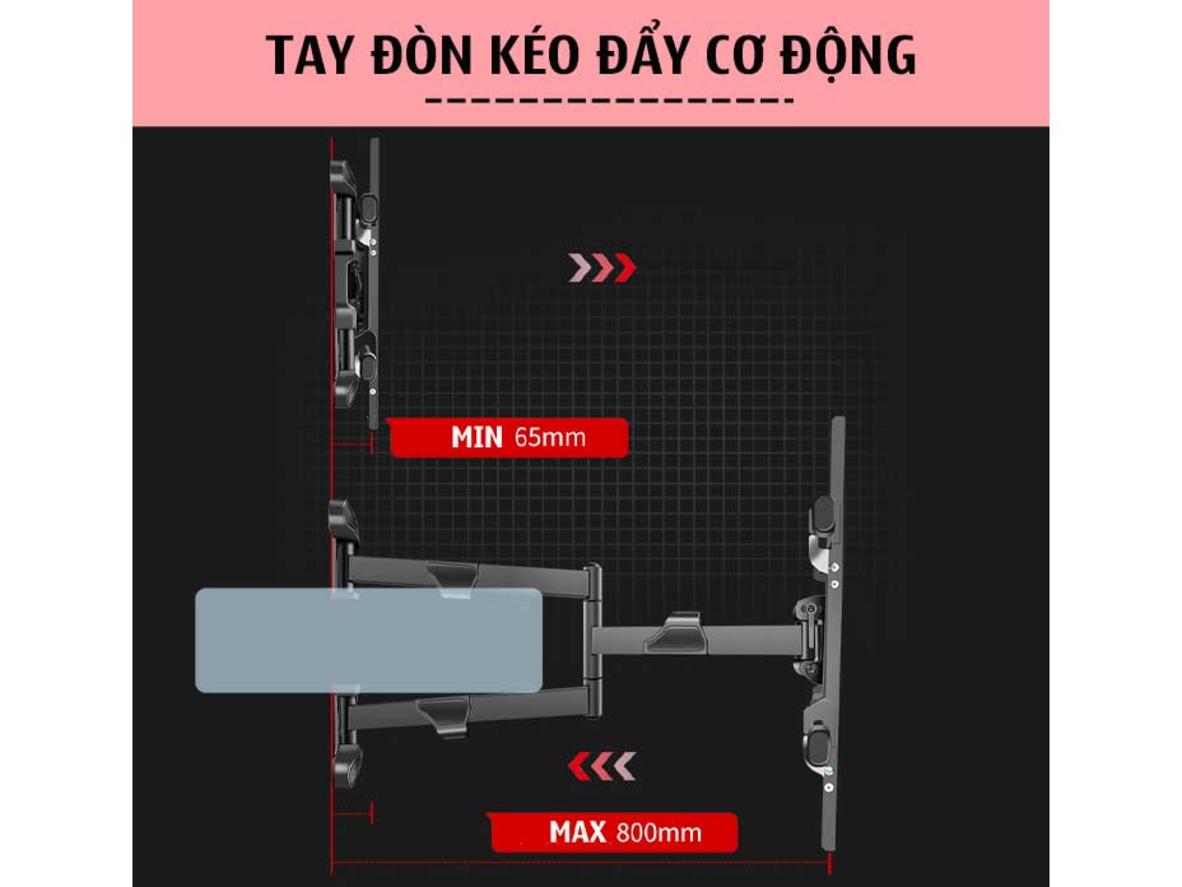VESA 600 x 400 mm và tải trọng 40 kg giúp lắp đặt an toàn.