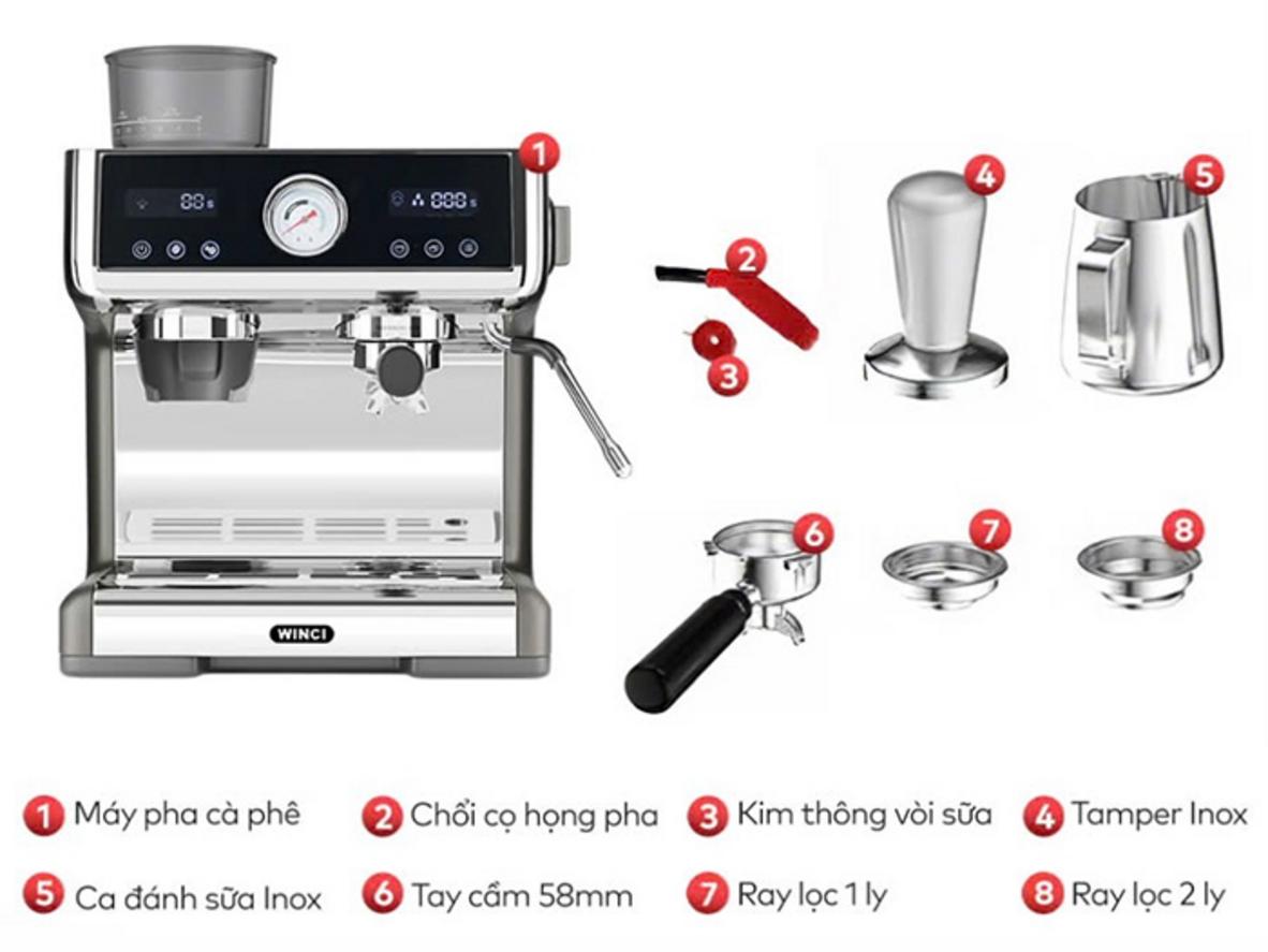 Tay cầm 58mm giúp tối ưu chiết xuất espresso bằng cà phê bột.