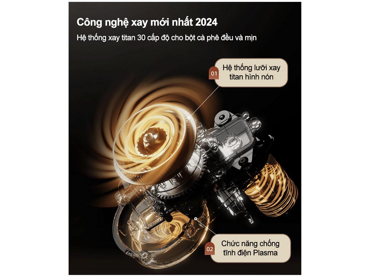 Dùng cà phê bột và vỏ inox giúp máy linh hoạt hương vị, bền bỉ hơn.