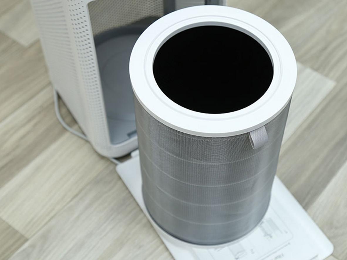 Sơ đồ 3 lớp lọc của Xiaomi Mi HEPA SCG4021GL và khả năng lọc 360°.