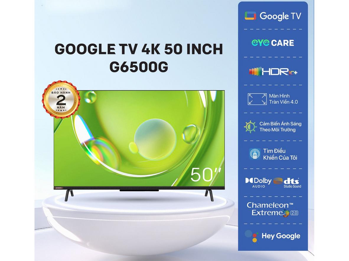 4K UHD, HDR10 và HLG giúp hình ảnh Skyworth 50G6500G sắc nét, giàu chiều sâu hơn.