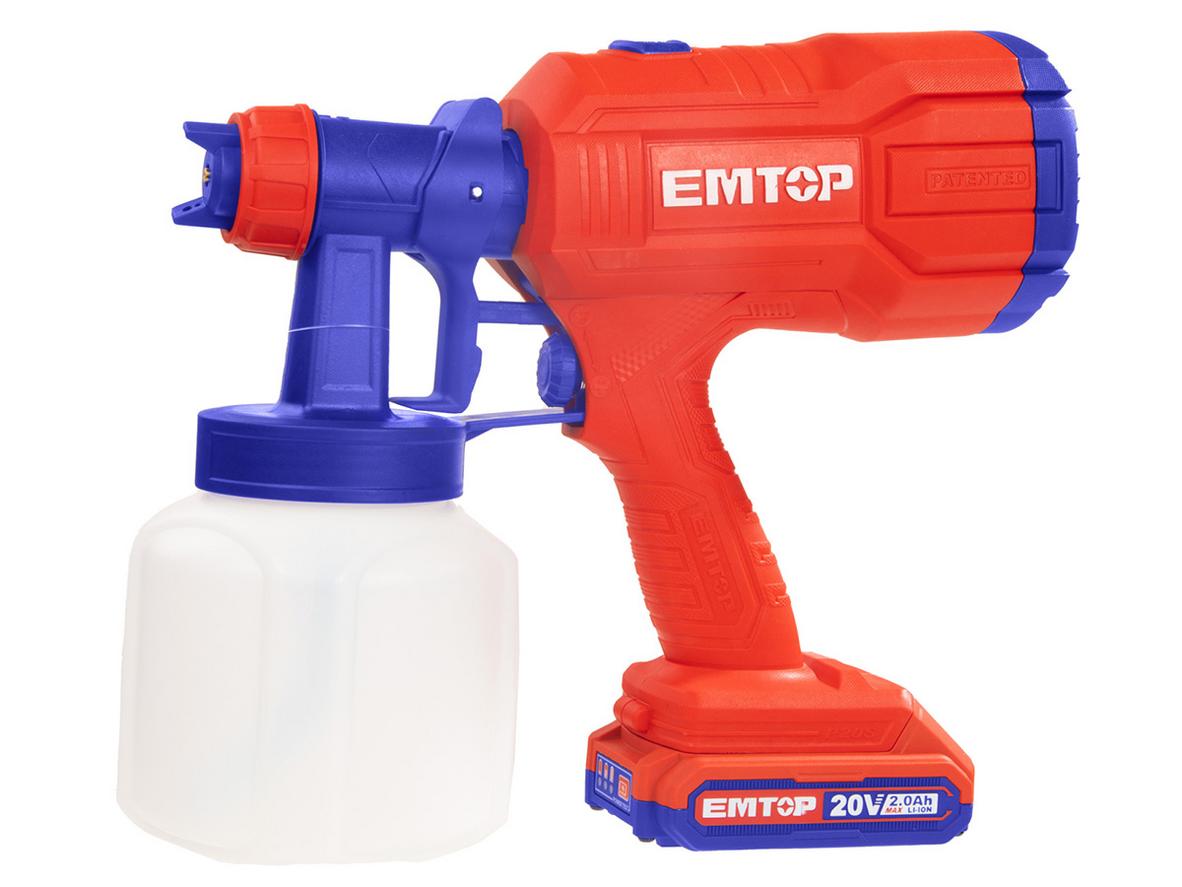 Lưu lượng 800 ml/phút giúp máy phun sơn Emtop ELSG20256 phủ bề mặt nhanh hơn.